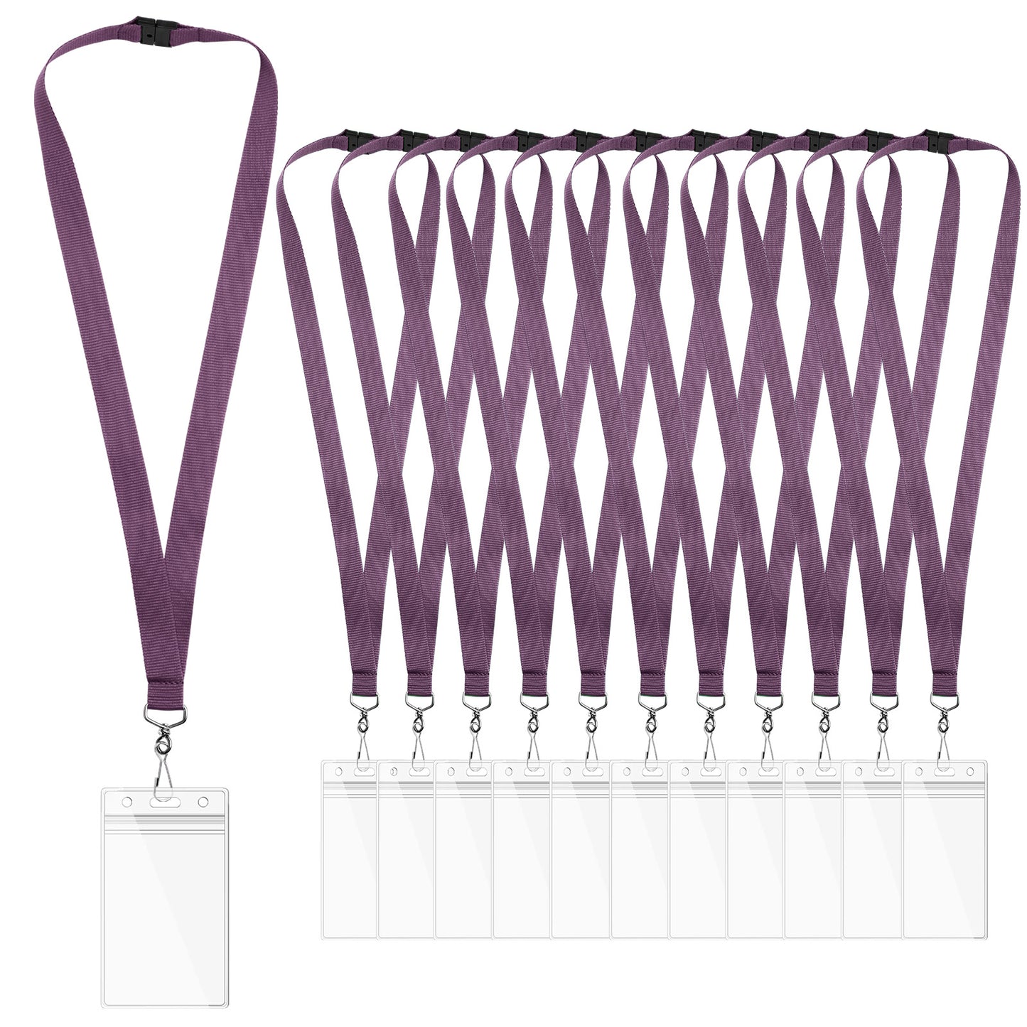 Breakaway Lanyards with Waterproof Badge Holders, Polyester Neck Straps for ID Cards, Events, Office, and Schools