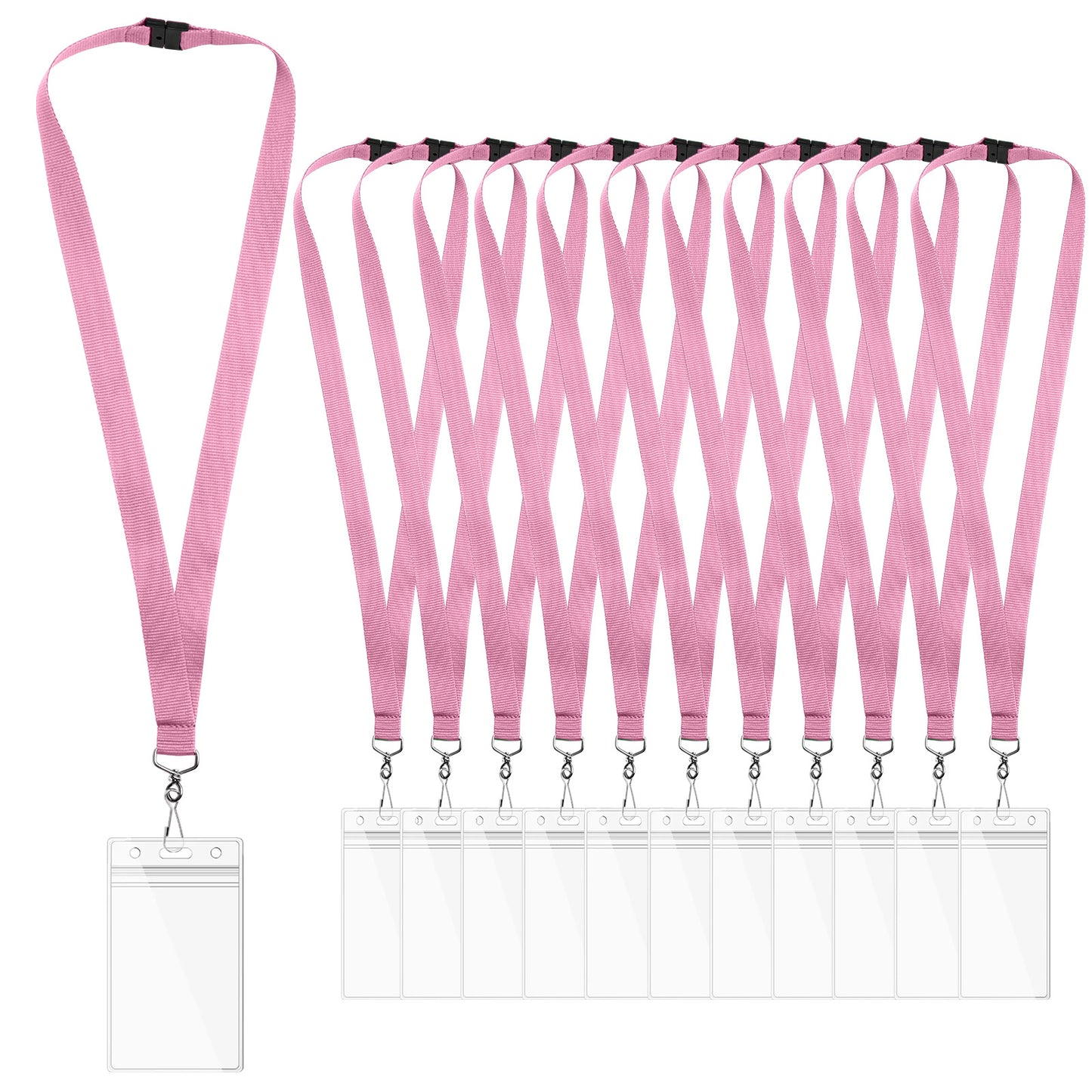 Breakaway Lanyards with Waterproof Badge Holders, Polyester Neck Straps for ID Cards, Events, Office, and Schools