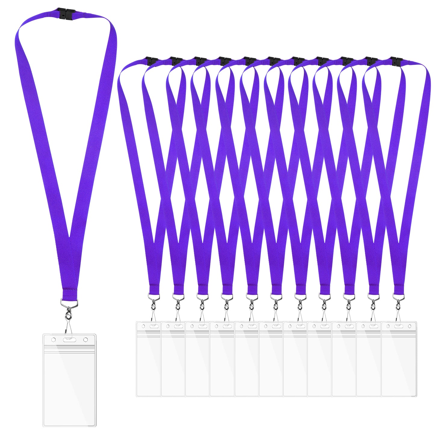 Breakaway Lanyards with Waterproof Badge Holders, Polyester Neck Straps for ID Cards, Events, Office, and Schools