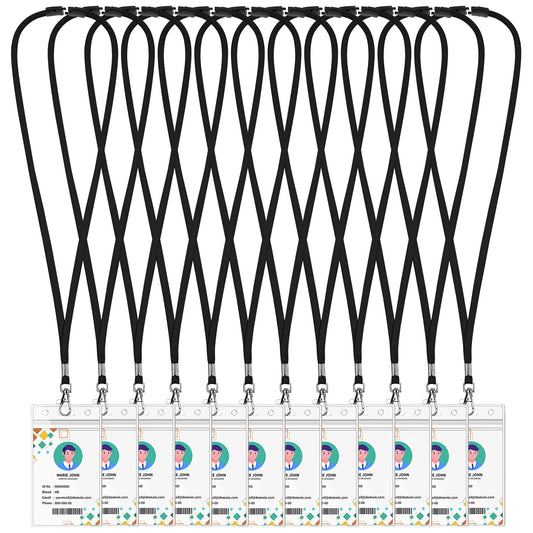 Black Breakaway Lanyards with Vertical ID Badge Holders, Soft Polyester Neck Lanyards with Safety Clasp for Office, School, Travel, Cruise, Events