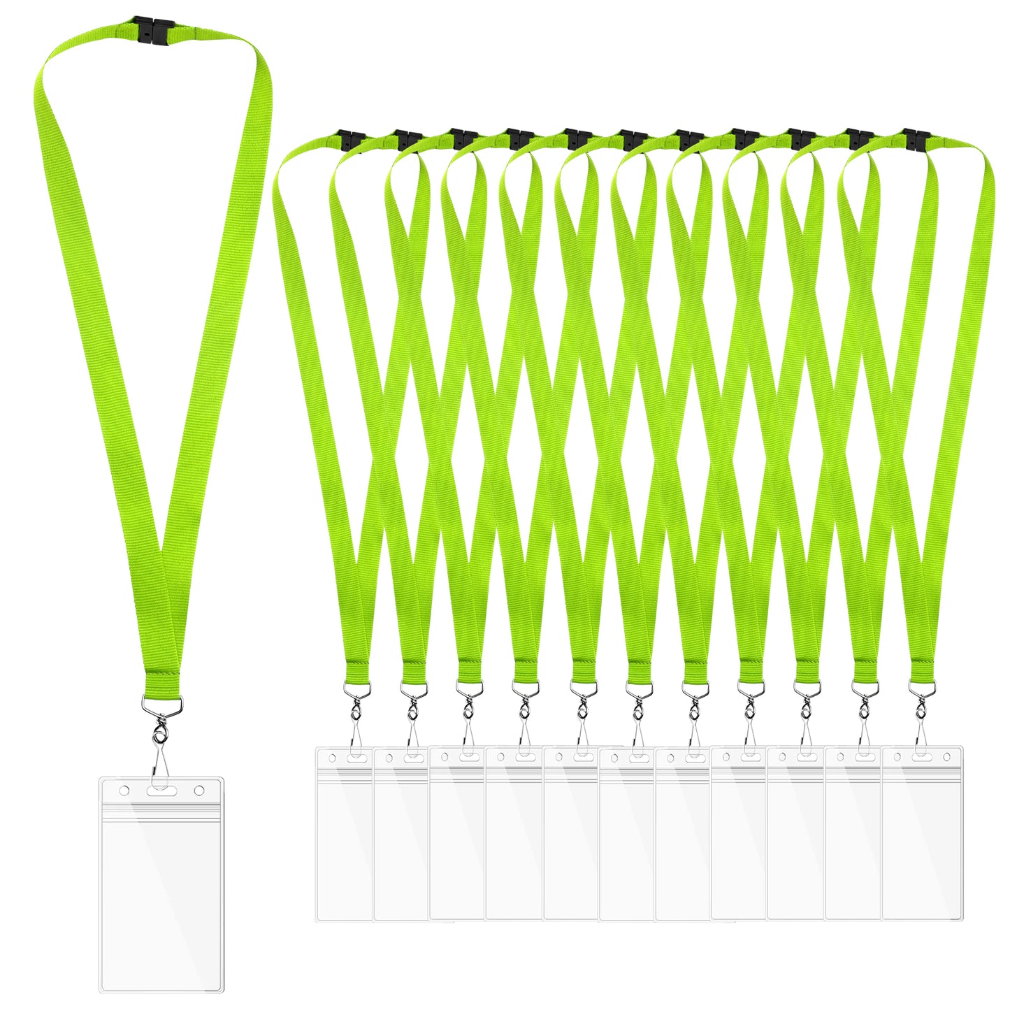 Breakaway Lanyards with Waterproof Badge Holders, Polyester Neck Straps for ID Cards, Events, Office, and Schools