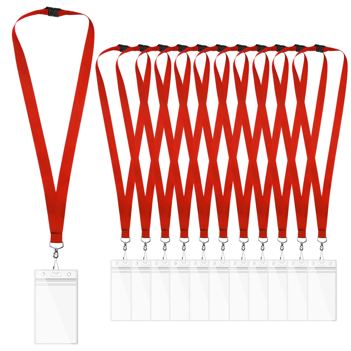 Breakaway Lanyards with Waterproof Badge Holders, Polyester Neck Straps for ID Cards, Events, Office, and Schools