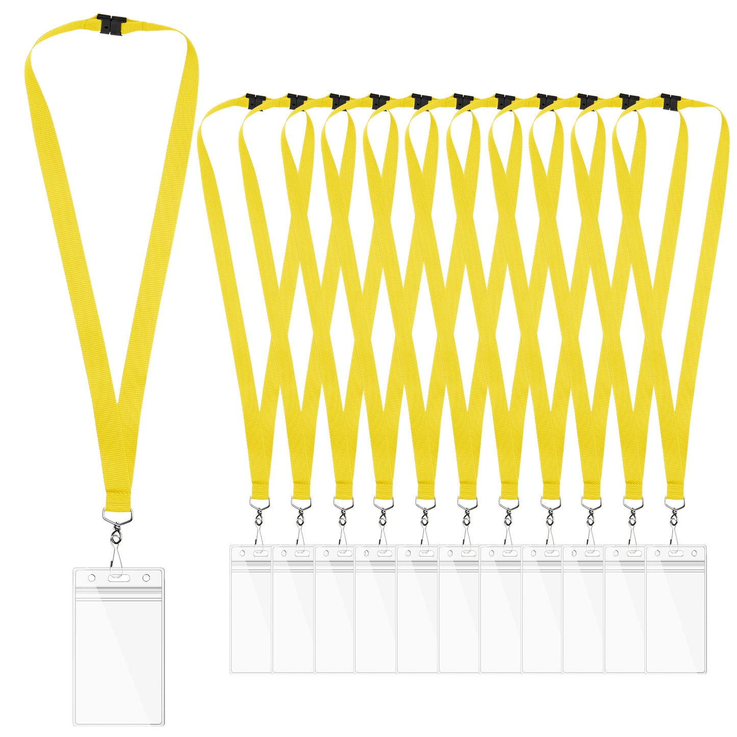 Breakaway Lanyards with Waterproof Badge Holders, Polyester Neck Straps for ID Cards, Events, Office, and Schools