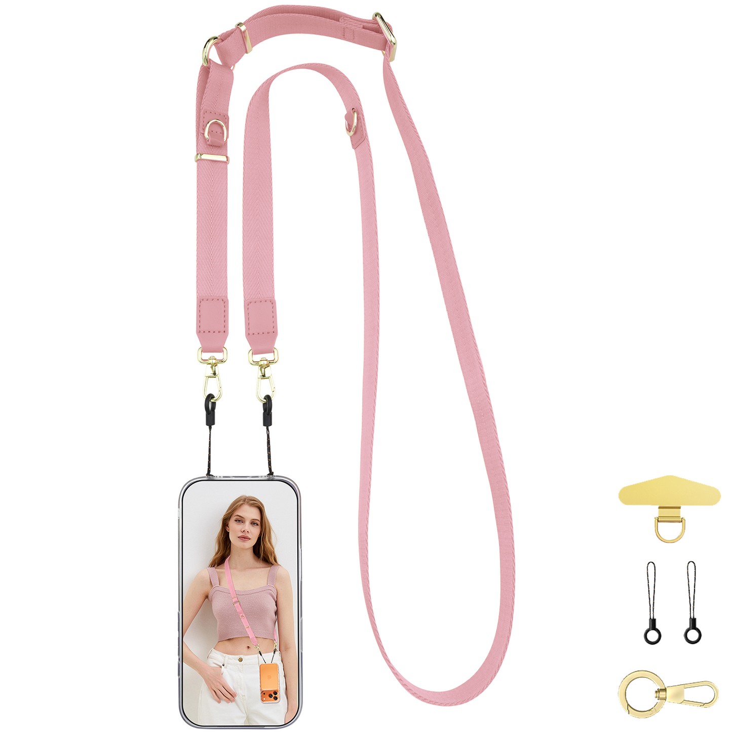 WEZEBEL Women’s Crossbody Strap for Cell Phone, Adjustable Nylon Lanyard & Accessory Kit for iPhone for Everyday Carry