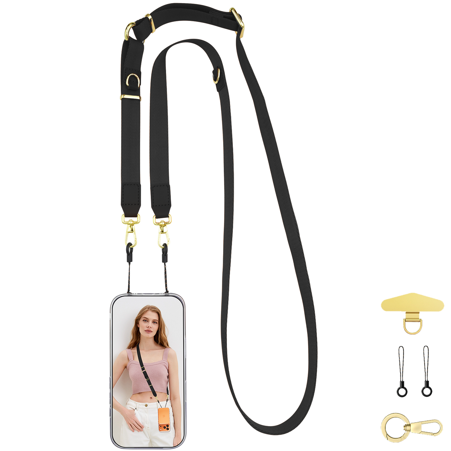 WEZEBEL Women’s Crossbody Strap for Cell Phone, Adjustable Nylon Lanyard & Accessory Kit for iPhone for Everyday Carry