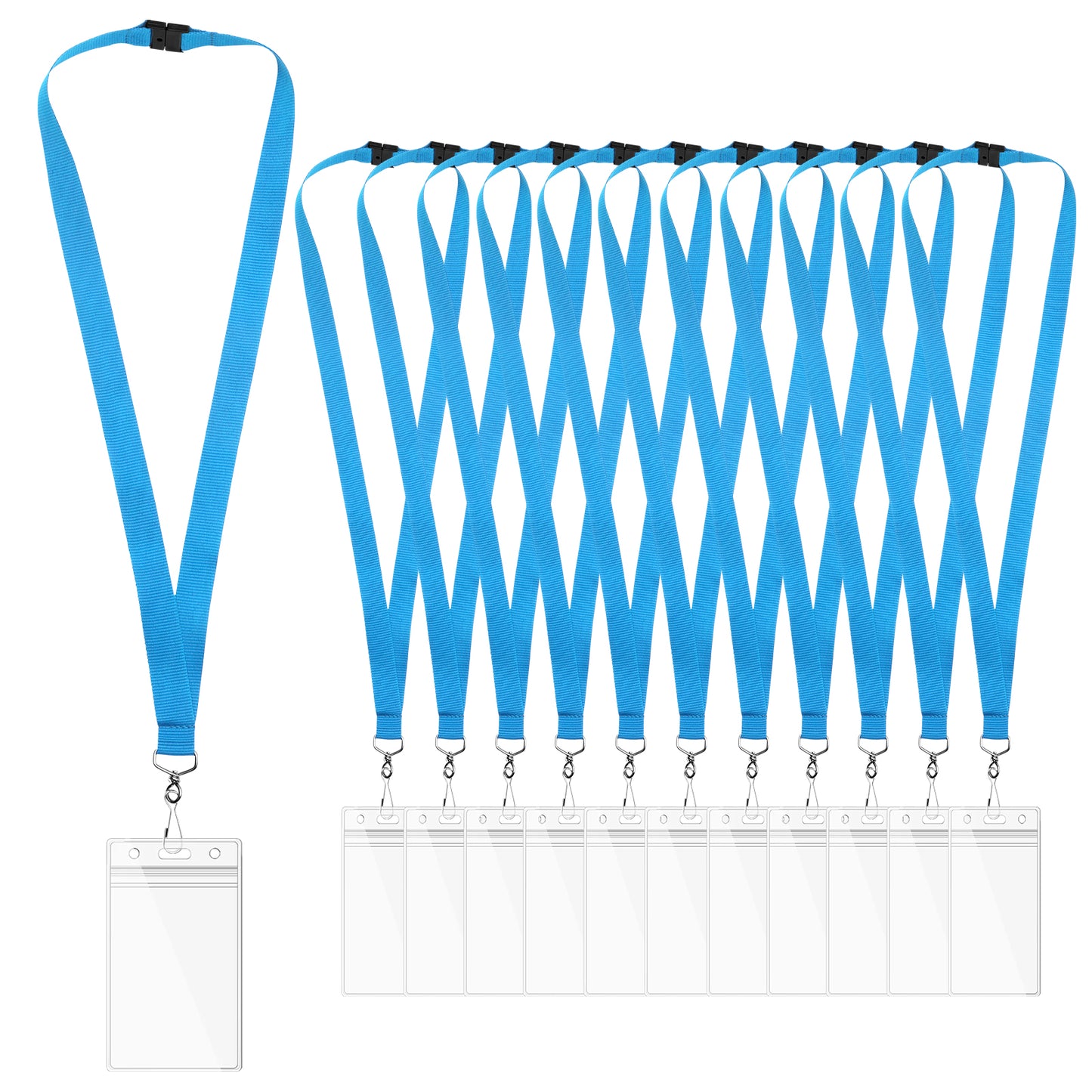 Breakaway Lanyards with Waterproof Badge Holders, Polyester Neck Straps for ID Cards, Events, Office, and Schools