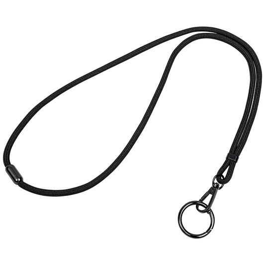 Black Breakaway Lanyard with Metal Key Ring, Round Polyester Neck Strap for Keys, ID Badge Holders, Office, School