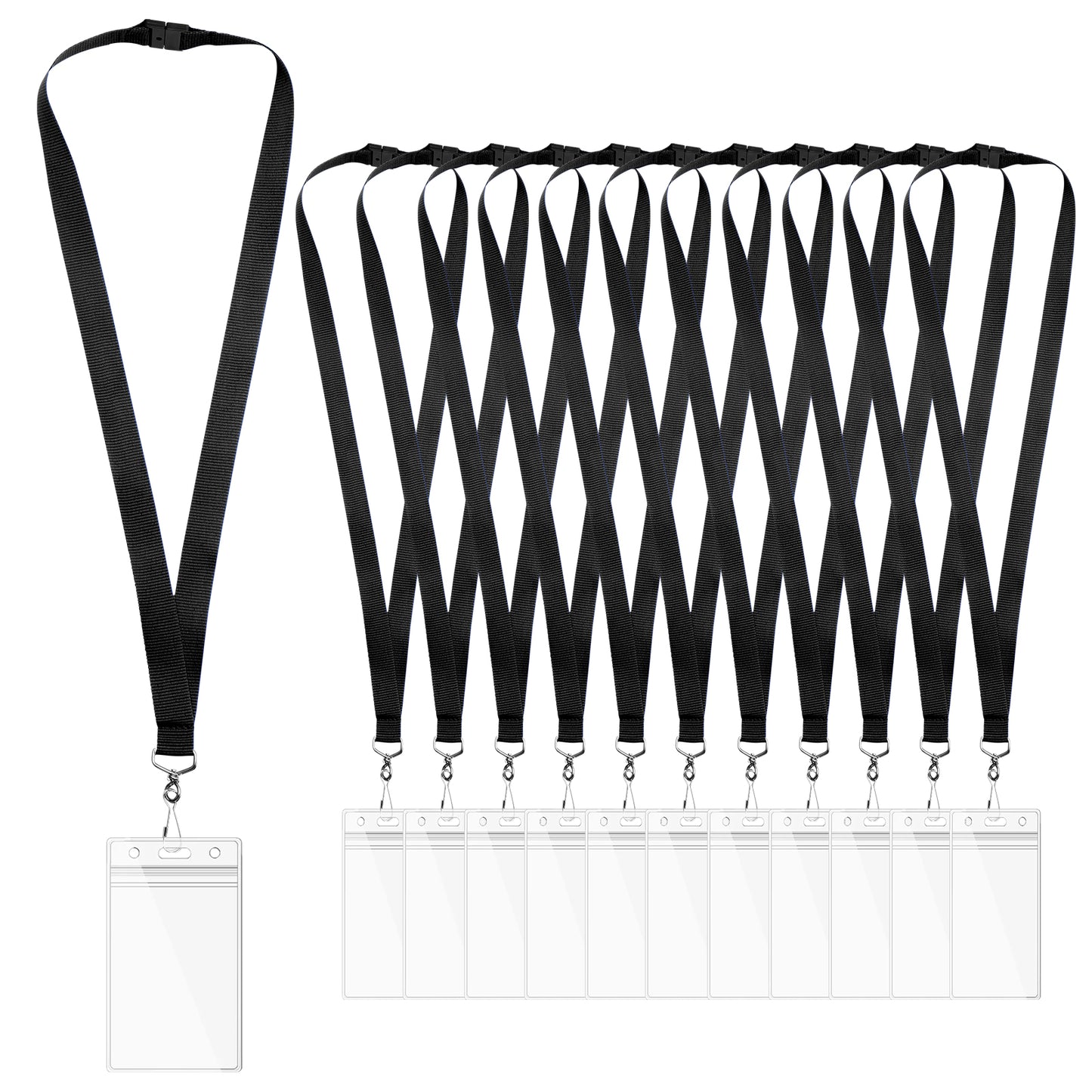 Breakaway Lanyards with Waterproof Badge Holders, Polyester Neck Straps for ID Cards, Events, Office, and Schools