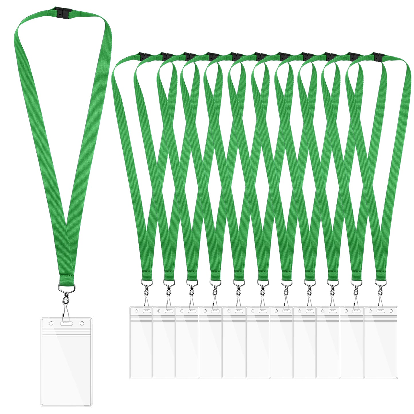 Breakaway Lanyards with Waterproof Badge Holders, Polyester Neck Straps for ID Cards, Events, Office, and Schools