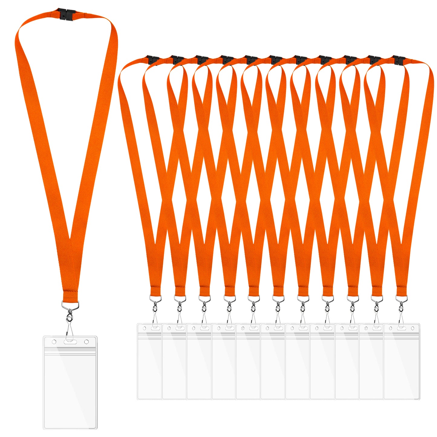 Breakaway Lanyards with Waterproof Badge Holders, Polyester Neck Straps for ID Cards, Events, Office, and Schools