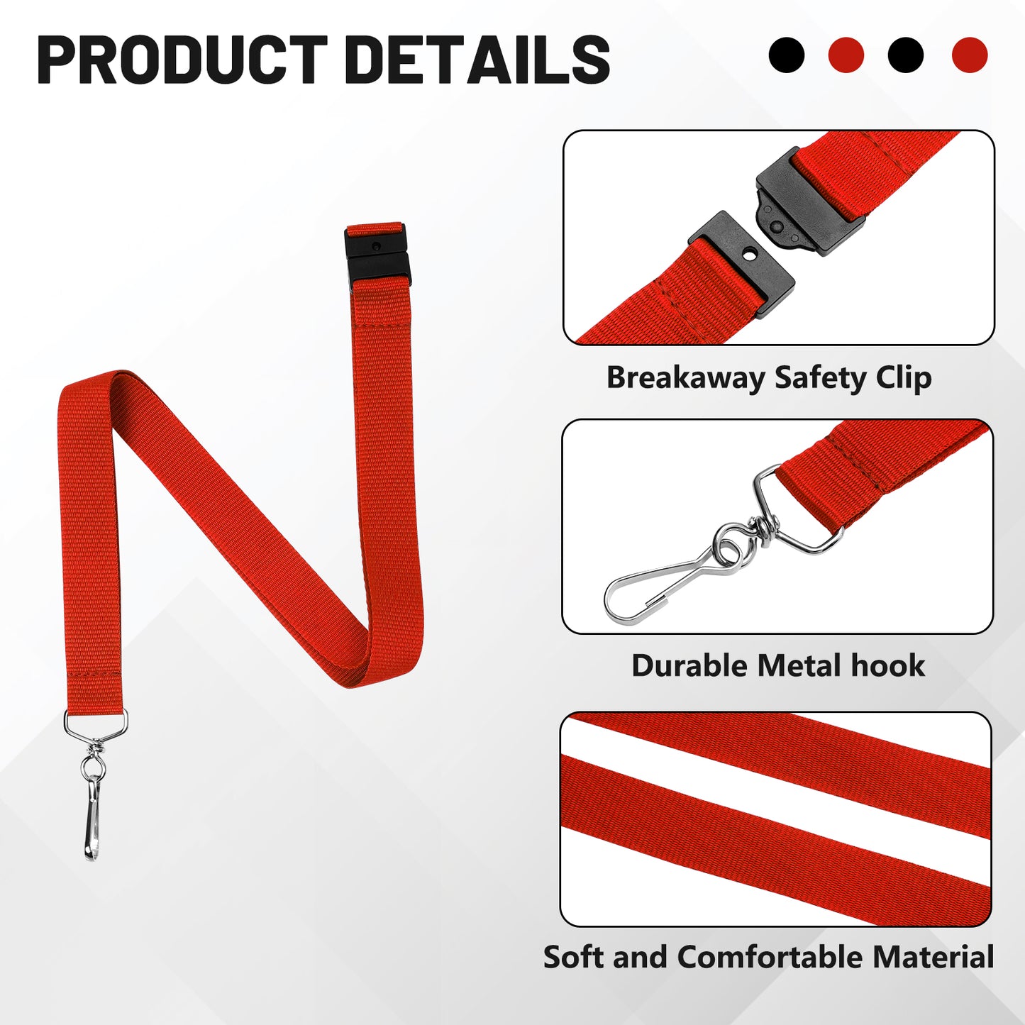 Breakaway Lanyards for Badge Holder, Polyester Neck Straps for ID Cards, Events, Office, and Schools