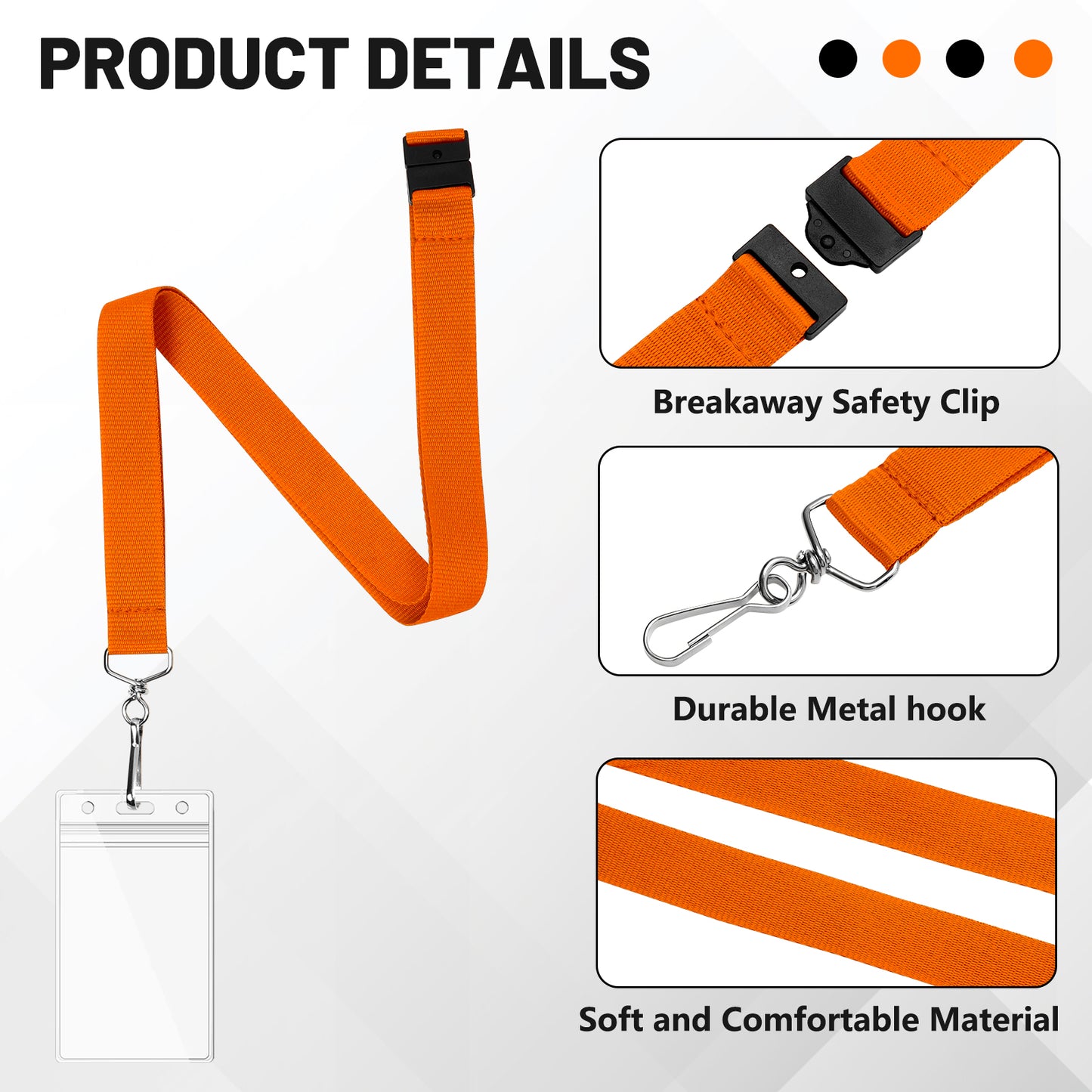 Breakaway Lanyards with Waterproof Badge Holders, Polyester Neck Straps for ID Cards, Events, Office, and Schools