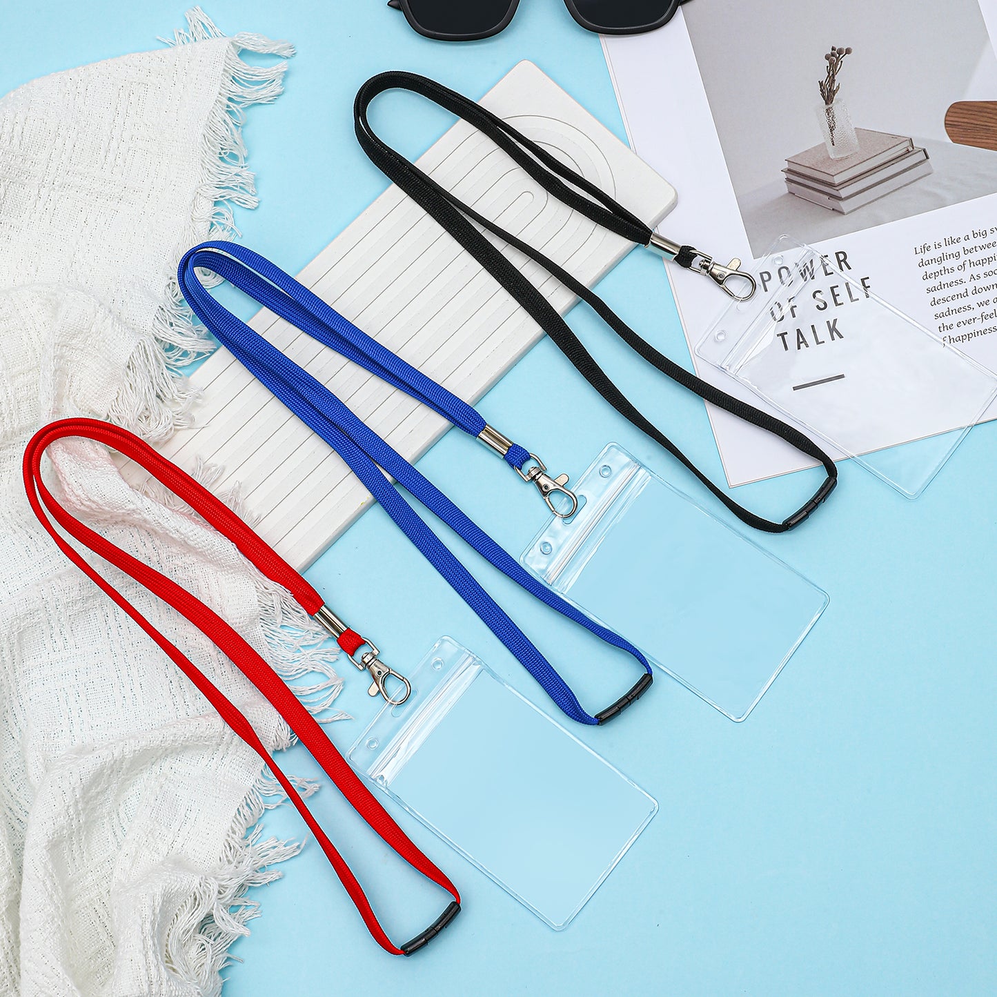 Black Breakaway Lanyards with Vertical ID Badge Holders, Soft Polyester Neck Lanyards with Safety Clasp for Office, School, Travel, Cruise, Events