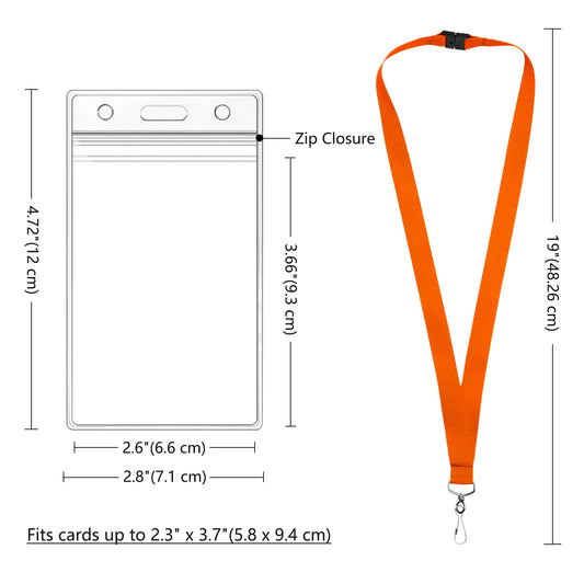 Breakaway Lanyards with Waterproof Badge Holders, Polyester Neck Straps for ID Cards, Events, Office, and Schools