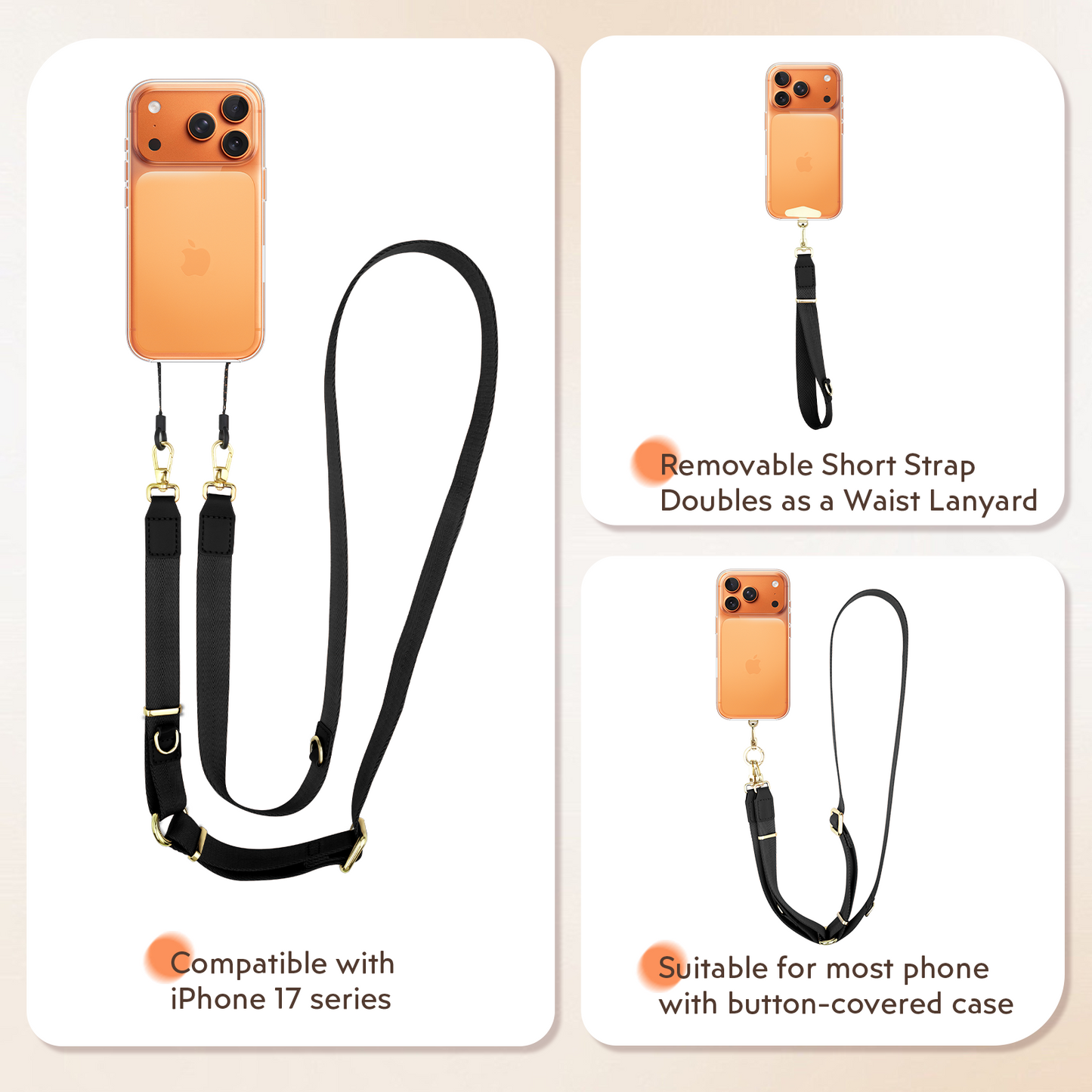 WEZEBEL Women’s Crossbody Strap for Cell Phone, Adjustable Nylon Lanyard & Accessory Kit for iPhone for Everyday Carry