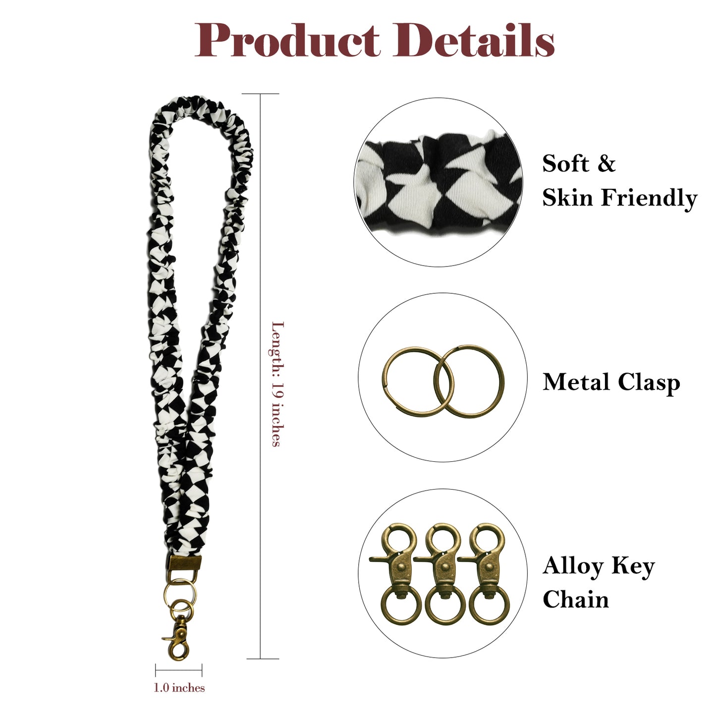 WEZEBEL Scrunchie Lanyard for ID Badge and Keys - Stretchy Lanyard for Women Nurse Teacher Office