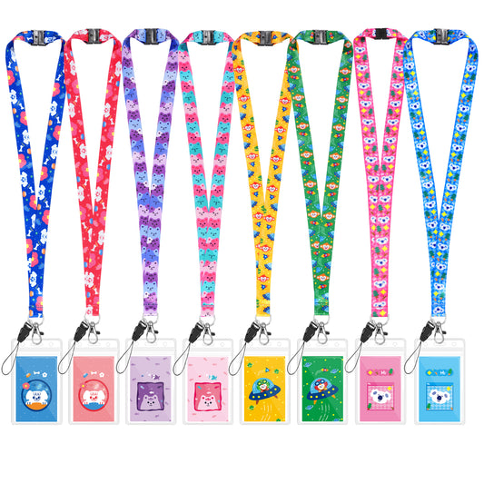 8-Pack Cute Animal Kids Lanyards with Safety Breakaway Clasp – Ideal for School ID Cards, Name Tag and Bus Pass, Asssorted