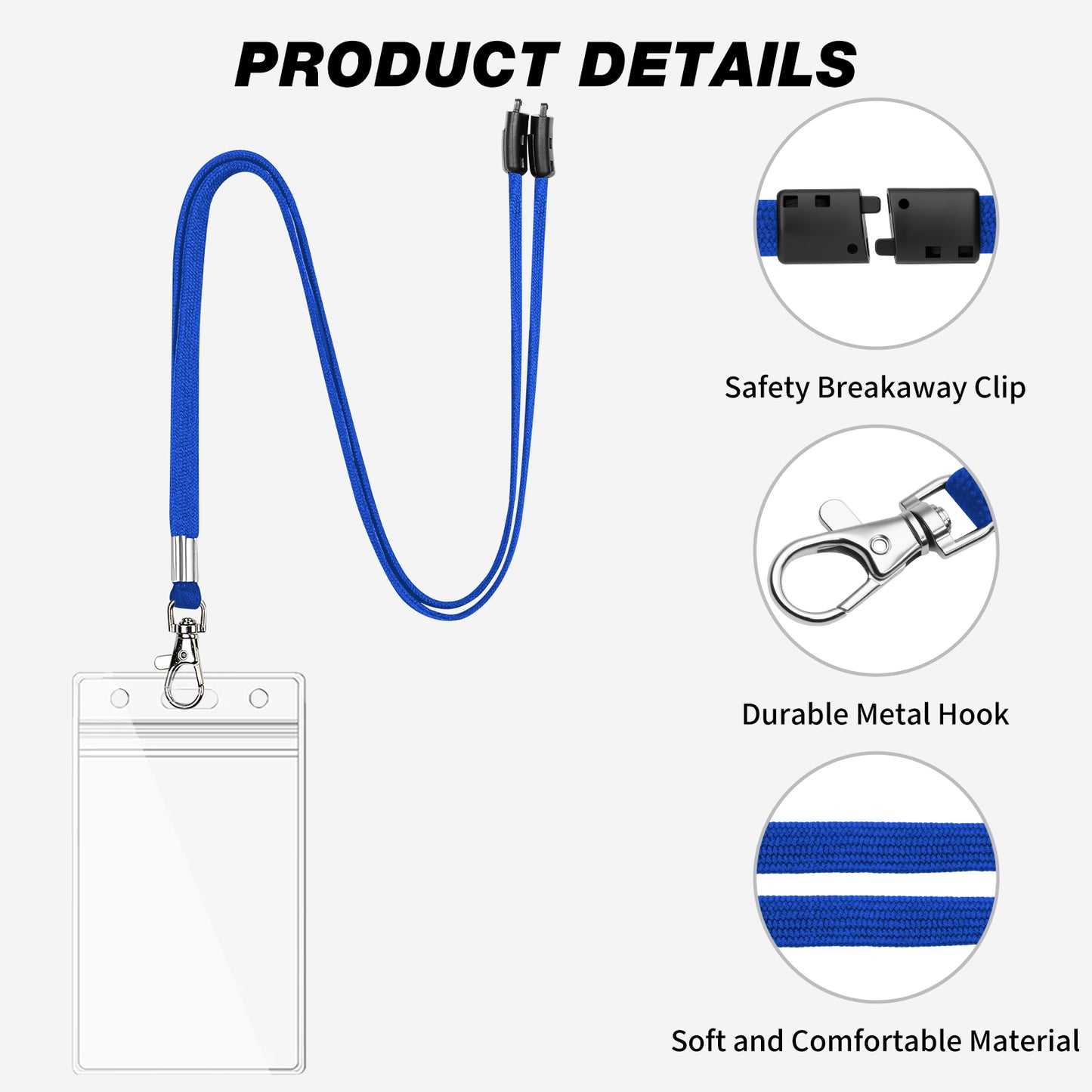 Black Breakaway Lanyards with Vertical ID Badge Holders, Soft Polyester Neck Lanyards with Safety Clasp for Office, School, Travel, Cruise, Events