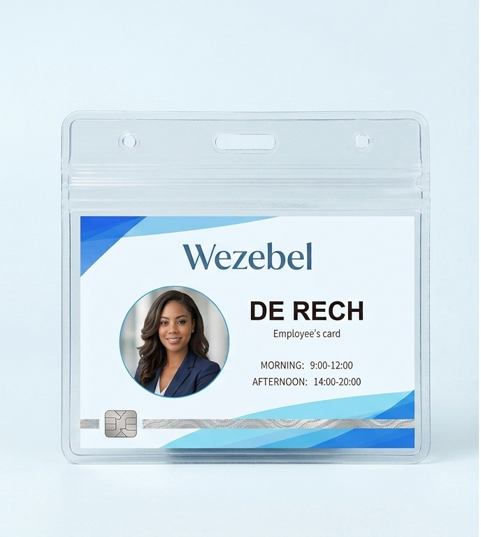 Horizontal waterproof badge holder with Wezebel ID card