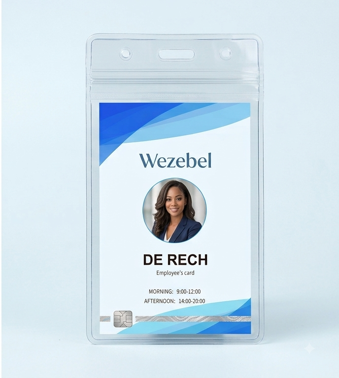 Vertical waterproof badge holder with Wezebel ID card